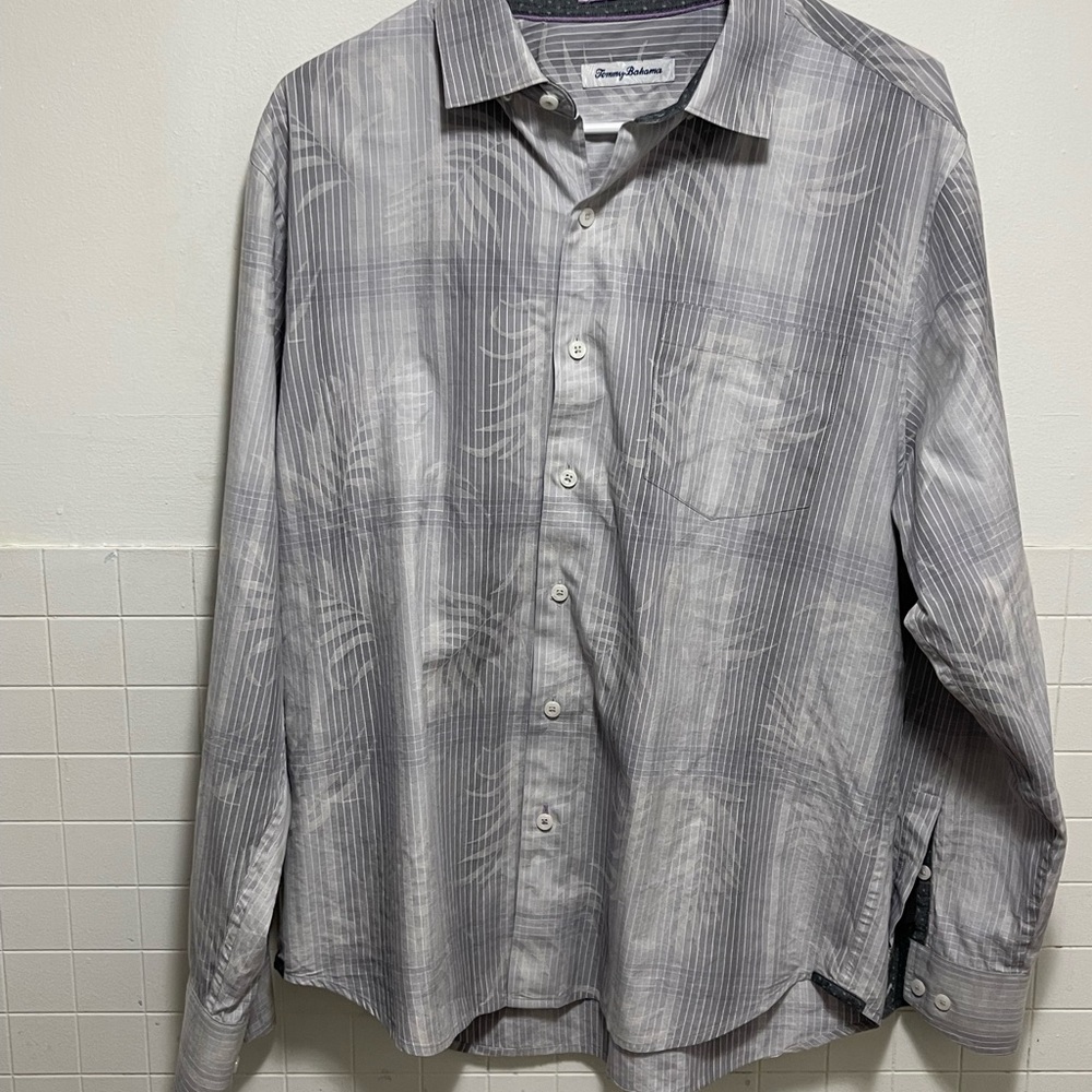 Tommy Bahama Men's Striped Gray Shirt